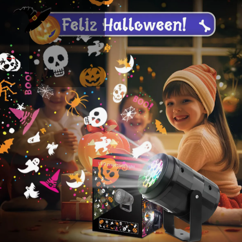 Proyector Led De Halloween Con 16 Terrrorificos y bellos Diseños