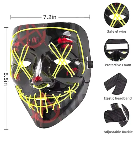 Combo 1: Pack Fiesta Halloween – Máscara LED + Proyector de Luces