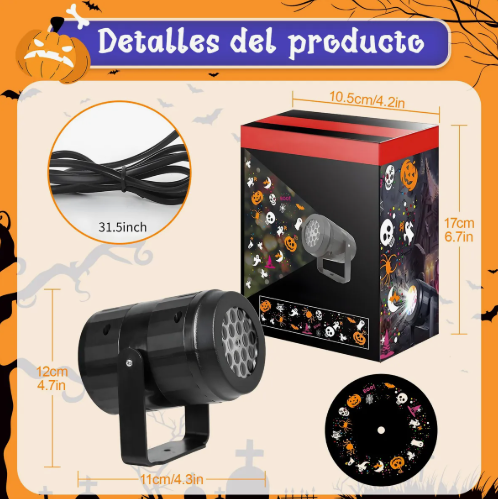 Proyector Led De Halloween Decorado Con 16 Patrones