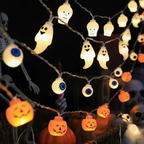 Guirnalda Luces Led Halloween Decoración Calabazas Calaveras